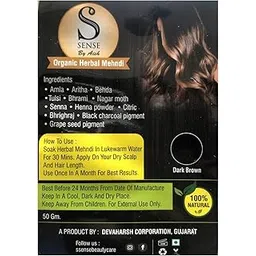 Ssense by Aish Organic Herbal Henna, Dark Brown Mehndi with Amla, Aritha, Behda, Tulsi, Bhrahmi, Bhrighraj, Long-Lasting Color, Deep Root-to-Tip Coverage, Unisex, Healthy Shine-picture-32