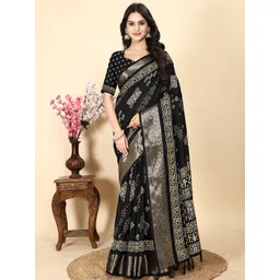SSHAGUN LIFESTYLE Abstract Printed Woven Design Border Saree-picture-31