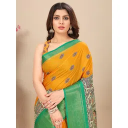 SSHAGUN LIFESTYLE Floral Printed Bandhani Saree image 2