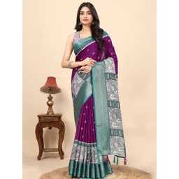 SSHAGUN LIFESTYLE Floral Printed Silk Cotton Bandhani Saree-picture-19