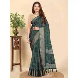 SSHAGUN LIFESTYLE Geometric Printed Silk Cotton Bandhani Saree-picture-24