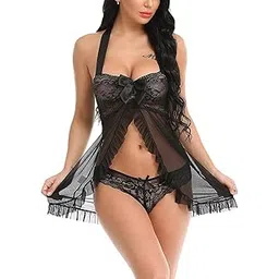 ssoshhub SoSh Women Babydoll Nightwear Lingerie Swimming Party Swimwear Beachwear Sheer Honeymoon Lingerie for Women Lace Free Size-picture-51