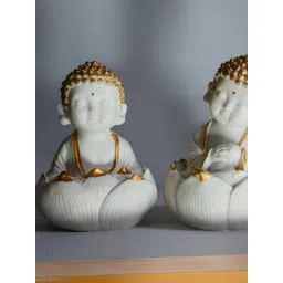 SSS SCULPTURE 2 Pieces White Lotus Buddha Religious Figurine Showpiece-picture-15