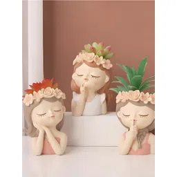 SSS SCULPTURE 3 Pieces Brown Head PlanterCurio Showpiece-picture-21