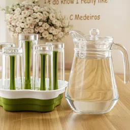 sstore Premium Jug Glass Set - Jug 1.3 Liter, 6Pc Glass 190 ML,Tableware & Dinnerware K Jug Glass Set-picture-12