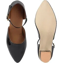 ssv Vintage Style Ladies Patent Leather Mary Jane Pumps, Block Heel with Ankle Strap, Available in Black, White, Peach, Classic Design, BELLY-picture-42