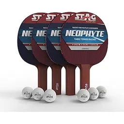 Stag Iconic Neophyte Beginner Series Table Tennis (T.T) PlaySet| Discover Ping Pong Game with Vibrant, Playful Color Rackets 4 Player Game Set with TT Balls| Perfect for New Players & Recreational Fun-picture-12