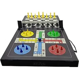 Stag Iconic 4-in-1 Super Mini Table Tennis Table - Indoor/Outdoor All in One Fun Board Game Sized Table with Checkers, Chess, Ludo and Ping Pong | Includes All Game Accessories (Black)-picture-8