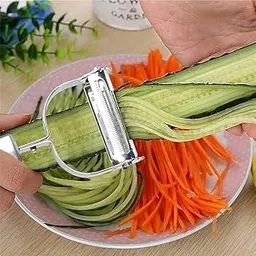 Stainless Steel 2 in 1 Julienne Vegetable Peeler Multi-Functional Fruit Vegetable Shredder Slicer Double Planing Cutter Potato Cucumber Carrot Melon Grater-image-8