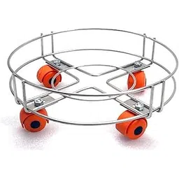 Stainless Steel Cylinder Trolley with Wheels | Gas Trolly - Lpg Cylinder Stand, Kitchen Gas Trolly (Pack Off 1)-picture-24