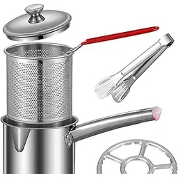 Stainless Steel Deep Fryer Pot Small Deep Fryer Pot for Picnic Frying Baking Combo 1.2L| Air Fryer | Oil Free Fryer | Electric Fryer-picture-30