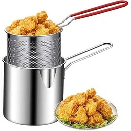 Stainless Steel Deep Frying Pot with Basket - Mini Oil Fryer for French Fries, Shrimp, Fish, Chicken Wings, and More-picture-35