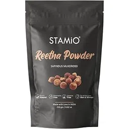 STAMIO Reetha Powder 250 gm for Hair Wash, Pack, Mask, Shampoo, Scalp Care, Dandruff | Seedless Dried Ritha/Aritha/Soapnuts/Sapindus Mukorossi | Natural Cleanser | In Pouch 8.82 oz-picture-15