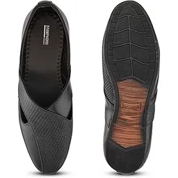 stanphord Mens Mojari Loafers Men Black Comfortable Mojari Loafers-picture-50