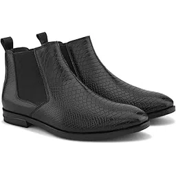 stanphord Men's Urbanhusk Crocodile Texture Chelsea Stylish Slip-On Ankle Dress Boots for Office, Party, Casual & Formal Wear-picture-21