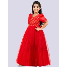 STANWELLS KIDS Girls Embellished Embroidered Puff Sleeve Maxi Dress-picture-32