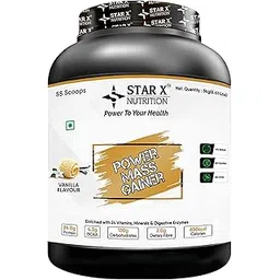 STAR X NUTRITION Power Mass Gainer (Vanilla) - 26G Protein, 130G Carbohydrates, 4.3G Bcaa, (3Kg)-picture-12