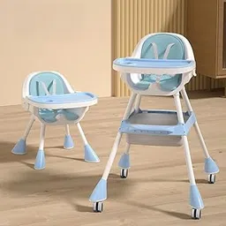 StarAndDaisy High Chair for Baby/Baby Feeding Chair for 0 to 5 Years with 5 Point Safety Belt/High Chair with Seat Recline, Height Adjustable & Detachable Tray with Wheel - Blue-picture-35