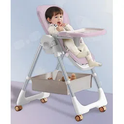 StarAndDaisy Galaxy Star Baby High Chair Foldable Feeding Chair Strong Dining Chair for baby with height adjustment with storage basket- Pink-picture-16