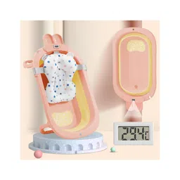 StarAndDaisy Smart Anti-Slip Foldable Collapsible Baby Bathtub with Temperature Meter and Cushion - Pink-picture-25