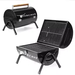 Starcave Black Metal Powder Coated Barrel Charcoal Barbecue Grill with 10 Skewers, 28 x 40 x 28 cm-picture-31