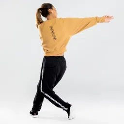 starever Women Cotton Mix Urban Dance Cropped Sweatshirt - Yellow image 5