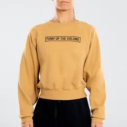 starever Women Cotton Mix Urban Dance Cropped Sweatshirt - Yellow image 2
