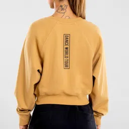 starever Women Cotton Mix Urban Dance Cropped Sweatshirt - Yellow image 4