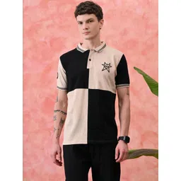 STARFOX Men Colourblocked Polo Collar Cotton T-shirt-picture-26
