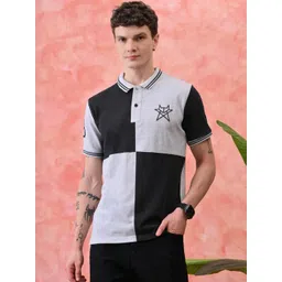 STARFOX Men Colourblocked Polo Collar Cotton T-shirt-picture-27
