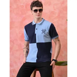 STARFOX Men Colourblocked Polo Collar Cotton T-shirt-picture-28
