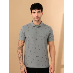 STARFOX Men Conversational Printed Polo Collar Cotton T-shirt-picture-17