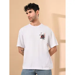 STARFOX Men Naruto Graphic Printed Round Neck Cotton Oversized T-shirt-image-43