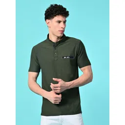 STARFOX Men Solid Mandarin Collar Cotton Slim Fit T-shirt-image-32