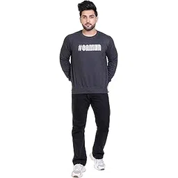 starfox Men's Charcoal Mixture Round Neck Fleece Sweatshirt with Graphic Print Raguler Fir (Charcoal Mixture Colour)-picture-11