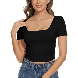 stars and you Casual Regular Sleeves Solid Women Black Top-picture-36