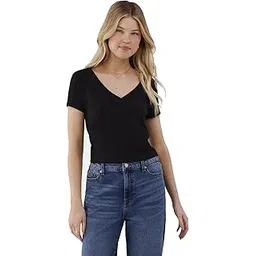 stars and you V Neck Short Sleeves 100% Cotton Rib Crop Top-picture-32