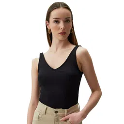 Stars and You Women Ribbed Sleeveless V Neck Regular Tops-picture-31