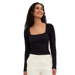 Stars and You Women Ribbed Square Neck Fitted Cotton Regular Top-picture-24