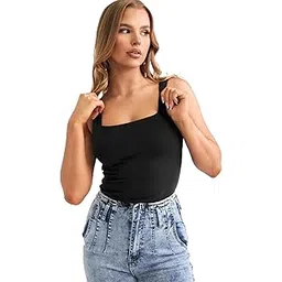 stars and you Women's Stretchable Cotton Tank Top, Square Neck, Sleeveless, Slim Fit, Standard Length for Gym-picture-20