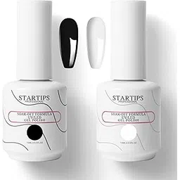 Startips Black And White Gel Nail Polish Set with Glossy Finish | Gel Paint Soak Off UV Led Non-Smudging,Long-Lasting Nail paint | Highly Pigmented Gloss Touch Polish For Home Manicure & Salon | (MACHINES SE SUKHENGI)(UV LAMP REQUIRED) | Gift Set for Women-15ml-picture-10