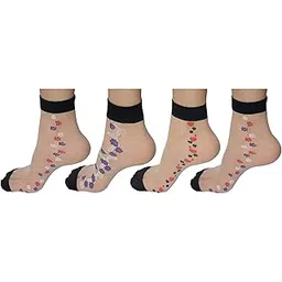starvis Ankle Ultra Thin Transparent Net Socks for Women with Thumb (Pack of 4)-picture-17