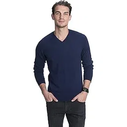 state cashmere Men's Essential V-Neck Sweater 100% Pure Cashmere Classic Long Sleeve Pullover-picture-32