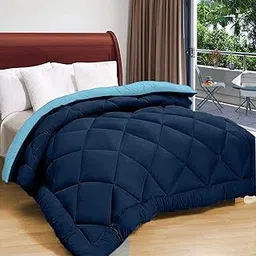 Status Contract Reversible Solid Comforter Summer ac Blanket/Double Bed Blanket for Winter/Double/GSM- 220/SIZE -220 x 215 cm (DK.Blue-LT.Blue)-image-18