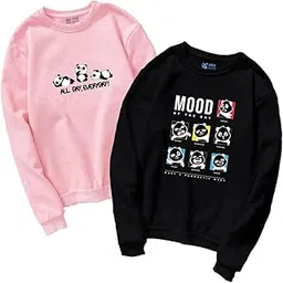 STATUS MANTRA Women's Sweatshirt T-Shirt | Regular Fit, Round Neck, Breathable Fabric | Trendy Streetwear, Bio-Washed Pullover | Ribbed Sleeves, Soft Cotton (Pack of 2)-picture-36