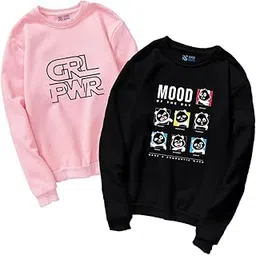 status mantra Women's Sweatshirt T-Shirt | Regular Fit, Round Neck, Breathable Fabric | Trendy Streetwear, Bio-Washed Pullover | Ribbed Sleeves, Soft Cotton (Pack of 2)-picture-35