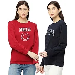 status mantra Women's Sweatshirt T-Shirt | Regular Fit, Round Neck, Breathable Fabric | Trendy Streetwear, Bio-Washed Pullover | Ribbed Sleeves, Soft Cotton (Pack of 2)-picture-38