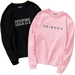 status mantra Women's Sweatshirt T-Shirt | Regular Fit, Round Neck, Breathable Fabric | Trendy Streetwear, Bio-Washed Pullover | Soft Cotton | Pack of 2, Size: Medium(M)-picture-30