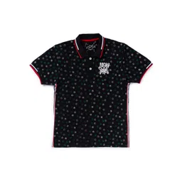 Status Quo Boys Black Printed Polo Collar Cotton T-shirt-picture-36