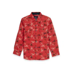 Status Quo Boys Brown Classic Regular Floral Printed Cotton Casual Shirt-picture-44